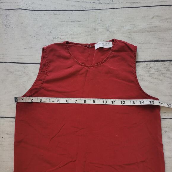 Everlane	 Size 0 100% Silk Red Tank Top Keyhole Back Lightweight Classy Minimal - Picture 5 of 8
